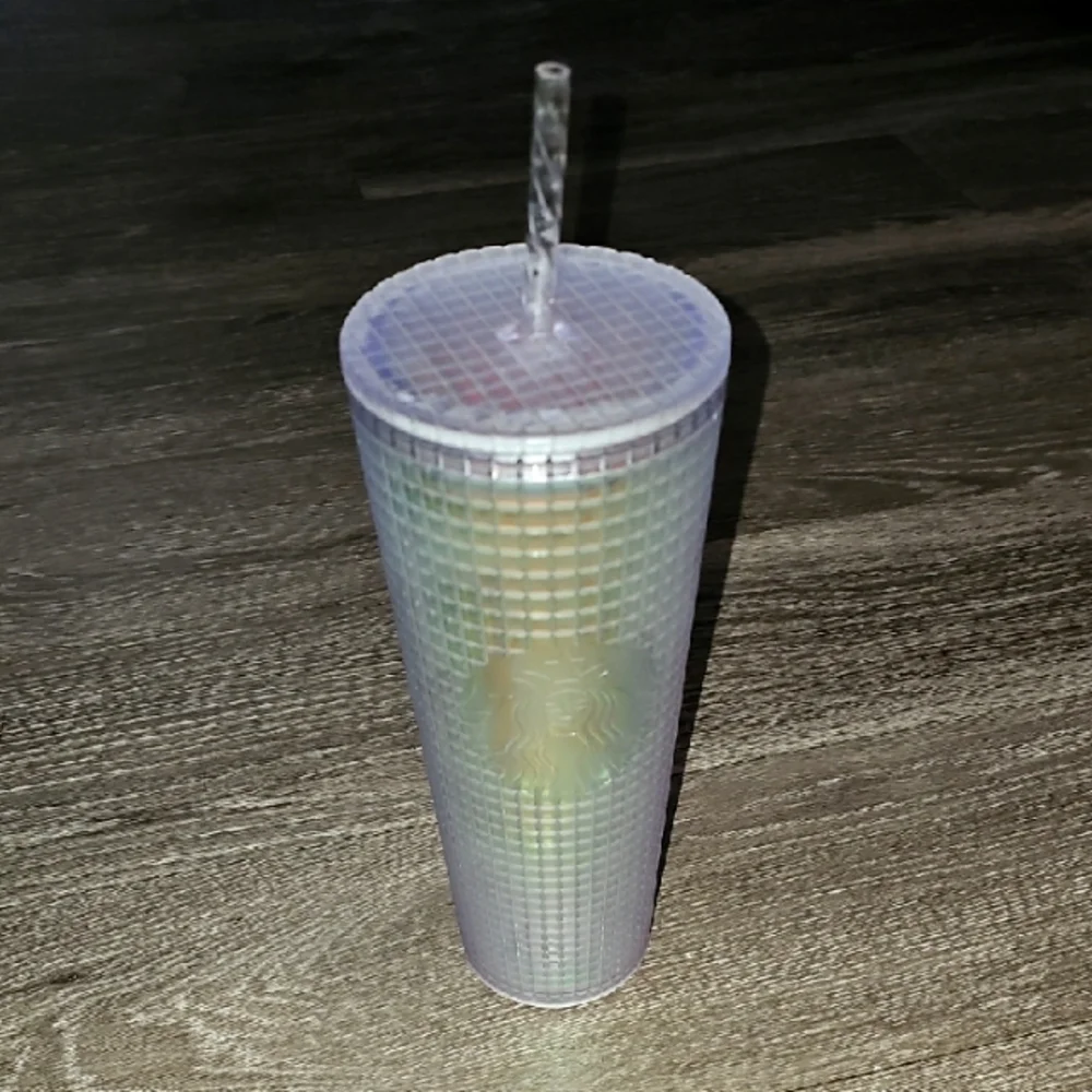 Starbucks nwts Tumbler cup. Irredescent. Grid pattern